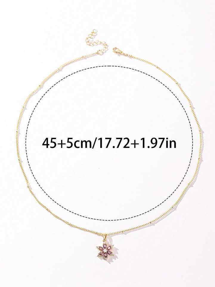 Luxury Wind Ladies Necklace Golden Six-valve Flower Pendant with Snake Chain