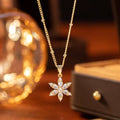 Luxury Wind Ladies Necklace Golden Six-valve Flower Pendant with Snake Chain